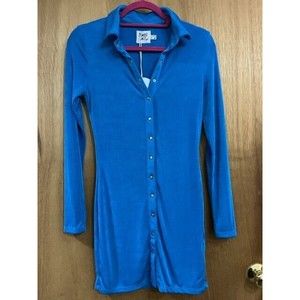 Princess Polly XX Boutique size 6 Elody Long sleeve blue mini dress NWT snaps